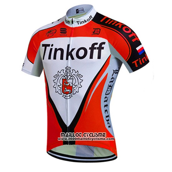 2016 Maillot Ciclismo Tinkoff Rouge et Blanc Manches Courtes et Cuissard
